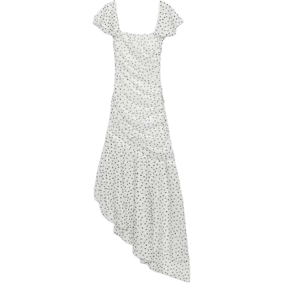 ZARA Short Sleeved Dresses Women's White/Black Square Collar Moderate Long Skirt