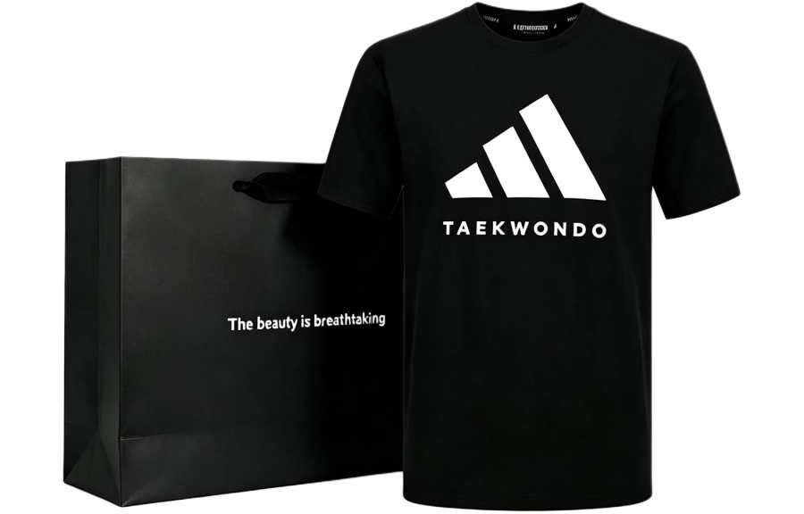 Adidas Adidas Taekwondo T Shirts Unisex Black White Crew Neck Moderate