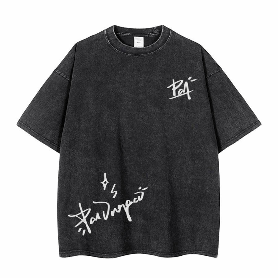 PAL ONGACO T Shirts Unisex Black Crew Neck Moderate Heavyweight