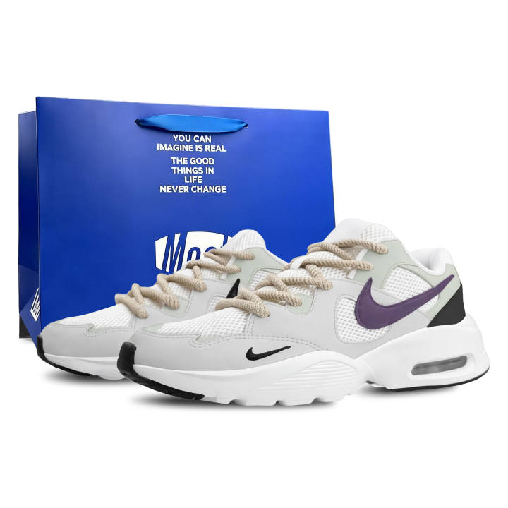 Nike Nike Air Max Fusion Running Shoes Unisex Low Top White & Gray Purple & Black & Green Multicolor