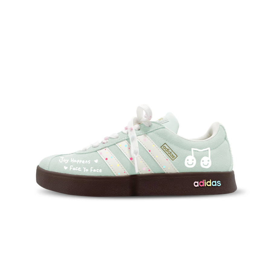 Adidas Adidas Vl Court Classic German Army Trainers Unisex Low Top Light Green & White & Brown