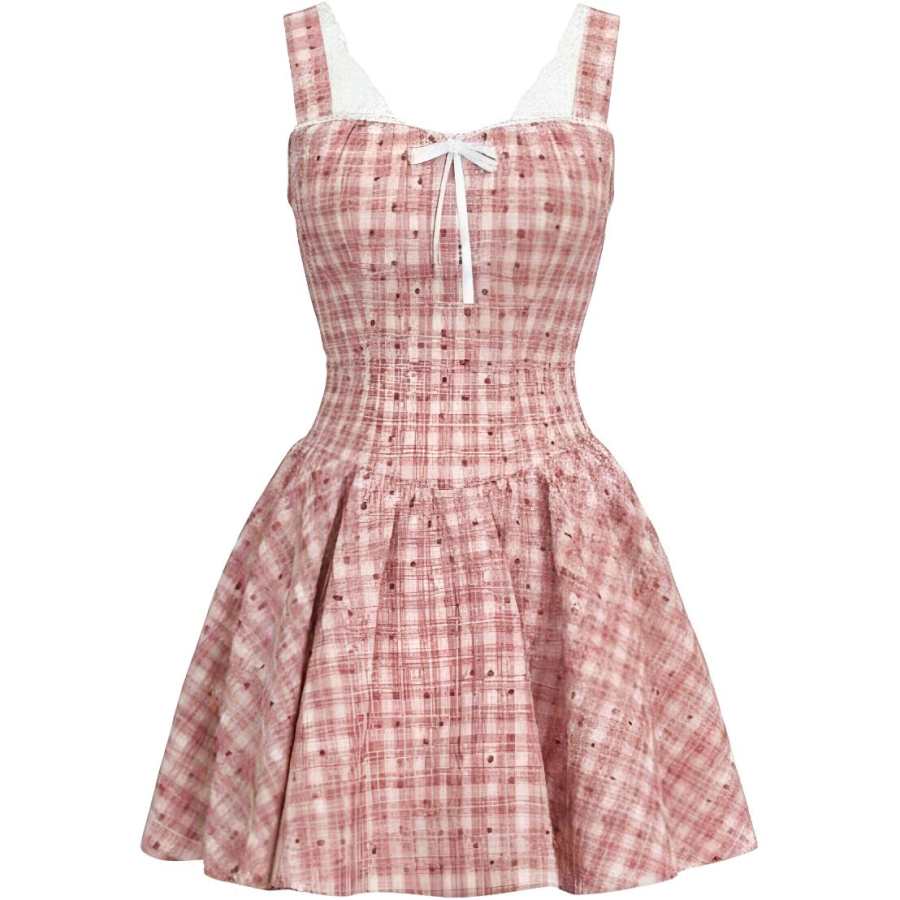CHARM GLOW Slip Dresses Women's Pink Camisole Thin Short Skirt A Line Skirt