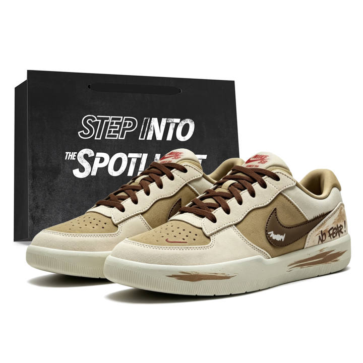 Nike Nike SB Force 58 Skateboard Shoes Unisex Low Top White Brown