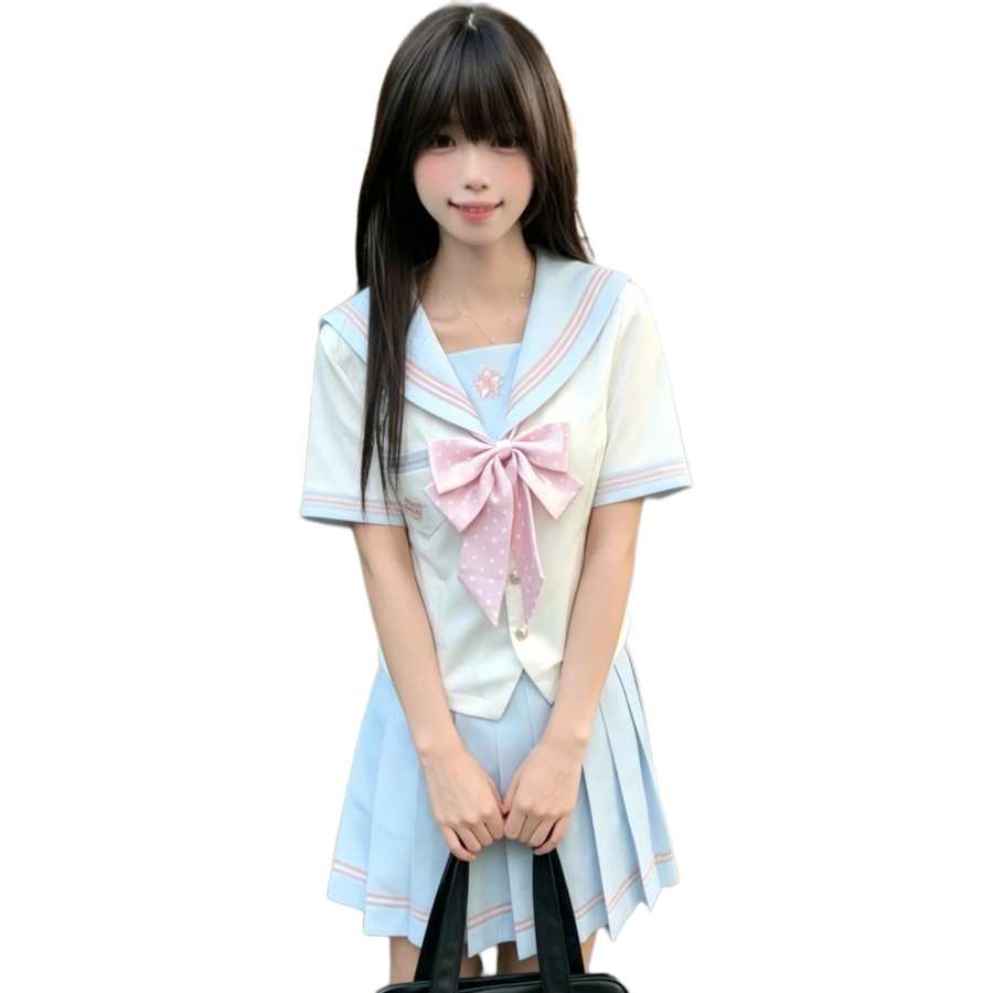 VENICEW Two Piece Skirt Sets Women's Navy Collar Thin Short Skirt