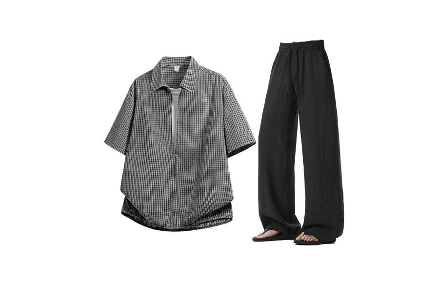 WARRIOR WARRIOR Shirt Matching Sets Unisex Lapel Thin