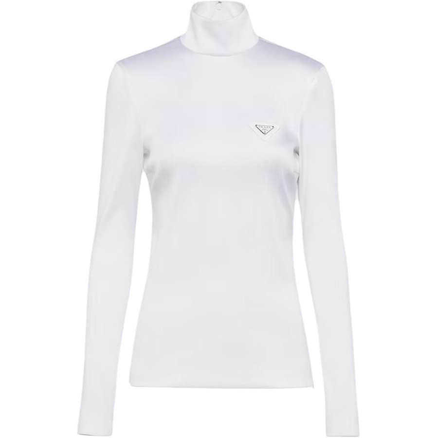 PRADA PRADA T Shirts Women's White Half Turtleneck Moderate Straight Fit
