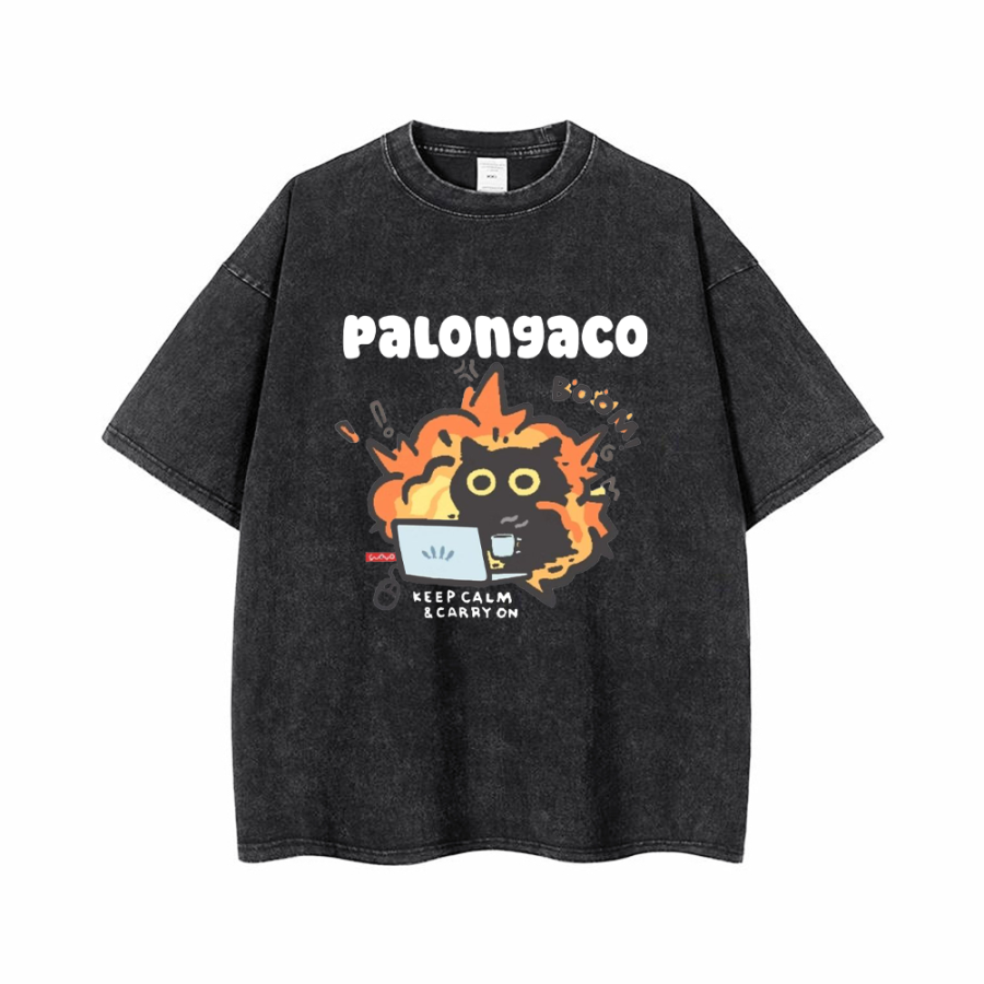 PAL ONGACO T Shirts Unisex Black Crew Neck Moderate Straight Fit