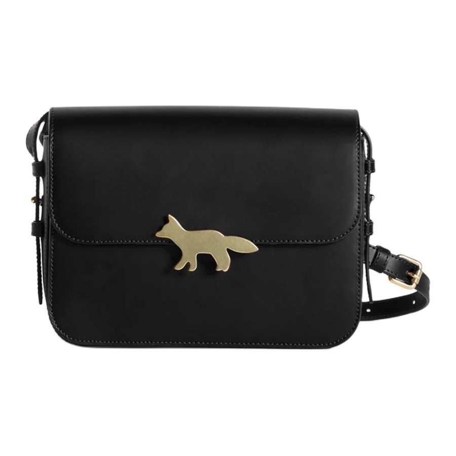 Maison Kitsune Cow Leather Crossbody Bags Large Women's Black