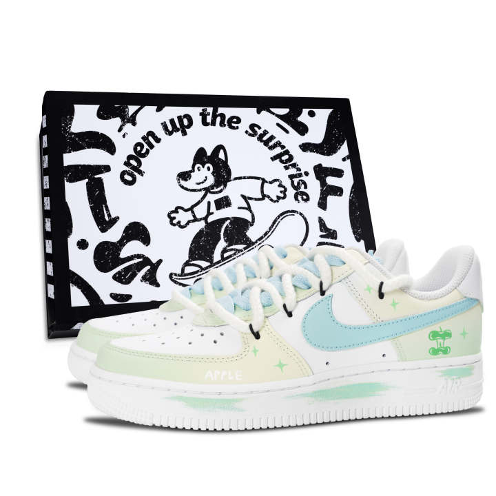 Nike Nike Air Force 1 Skateboard Shoes Women's Low Top White/Yellow/Green