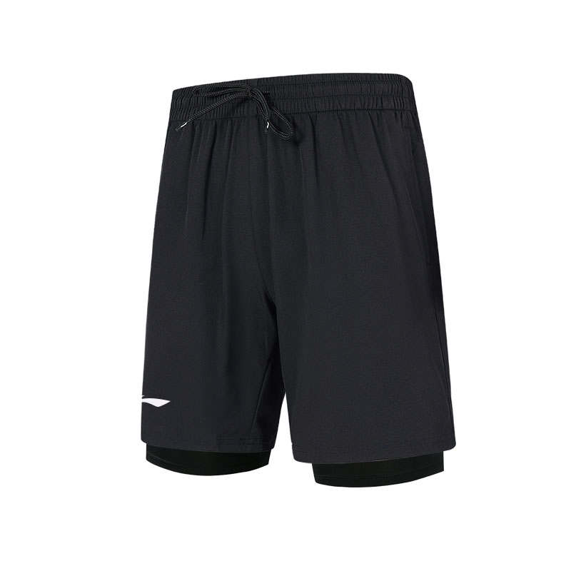 Li-Ning Li Ning Sports Shorts Men's Trendy Black Textured Gray Label/Slit Pockets/Can Be Worn Alone Thin