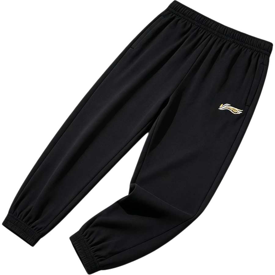 Li-Ning Li Ning Knitted Sweatpants Men's Black With Gold Embroidery Logo Thin Other