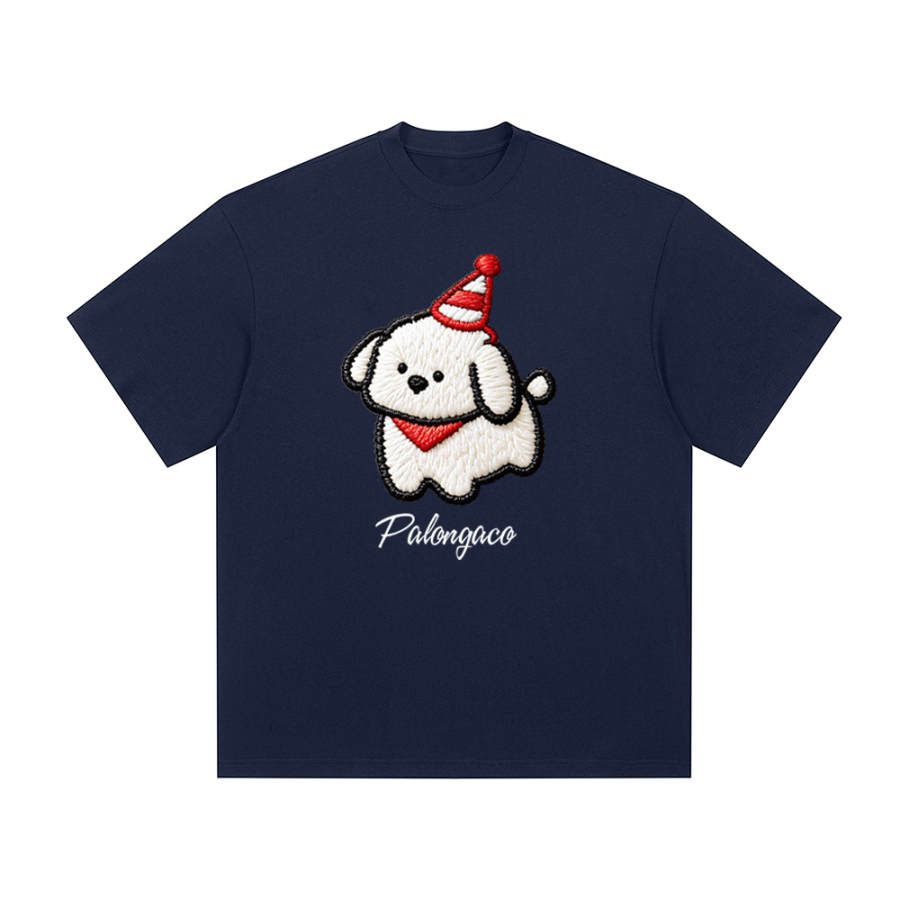 PAL ONGACO T Shirts Unisex Navy Blue Crew Neck Moderate Heavyweight