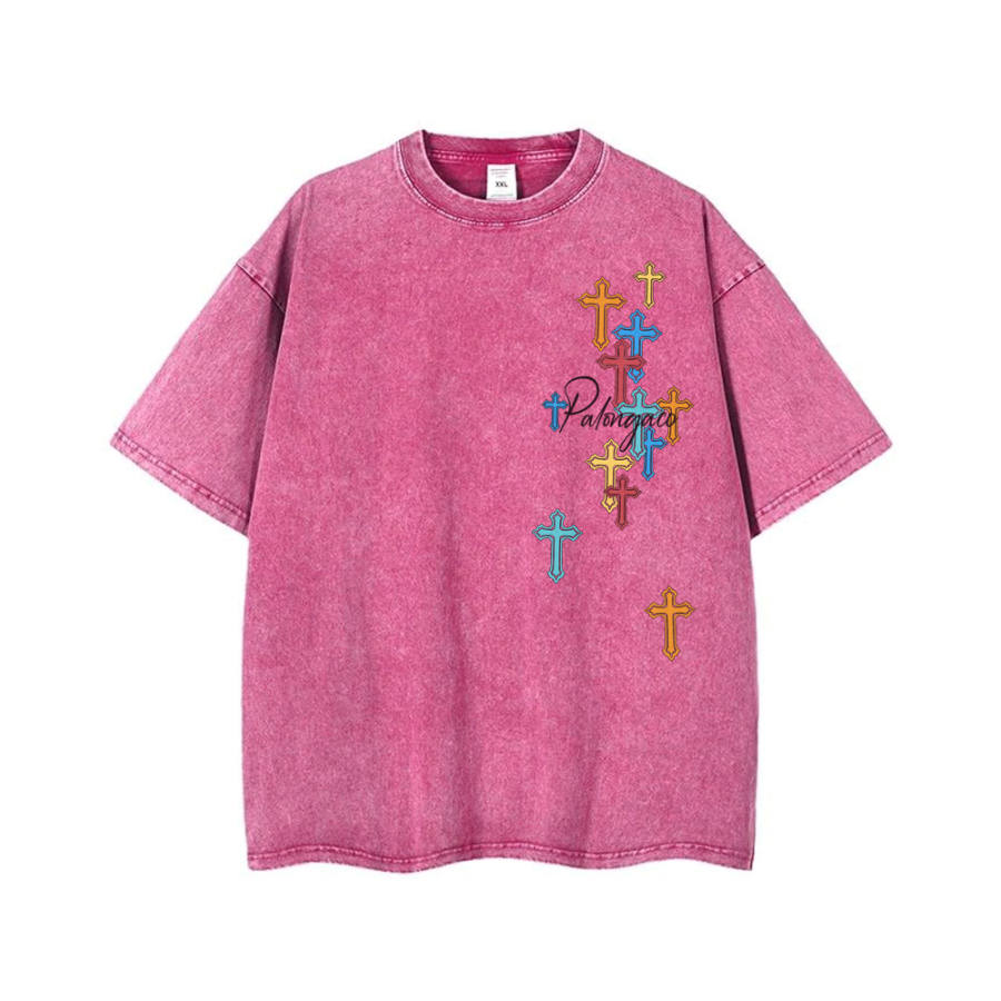 PAL ONGACO T Shirts Unisex Rose Red Crew Neck Moderate Heavyweight