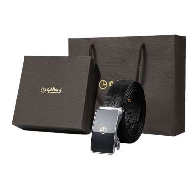 GOLDLION Cow Leather Alloy Leather Belts Men's Black Width 3.5cm