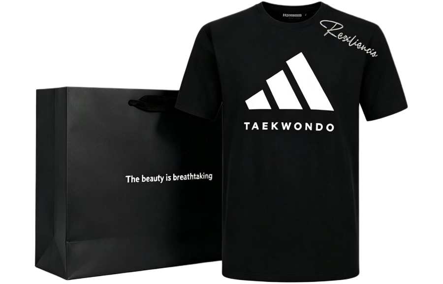 Adidas Adidas Taekwondo T Shirts Unisex Black White Crew Neck Moderate