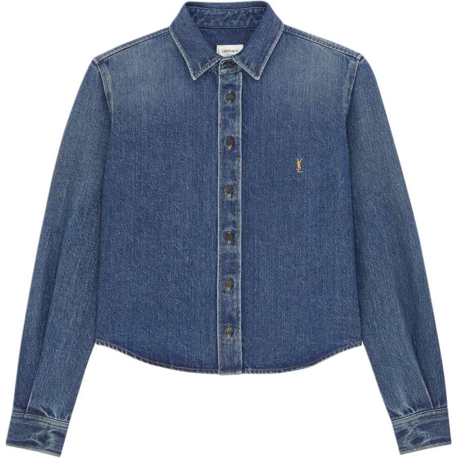 SAINT LAURENT Shirts Women's Rock Blue Moderate Straight Fit