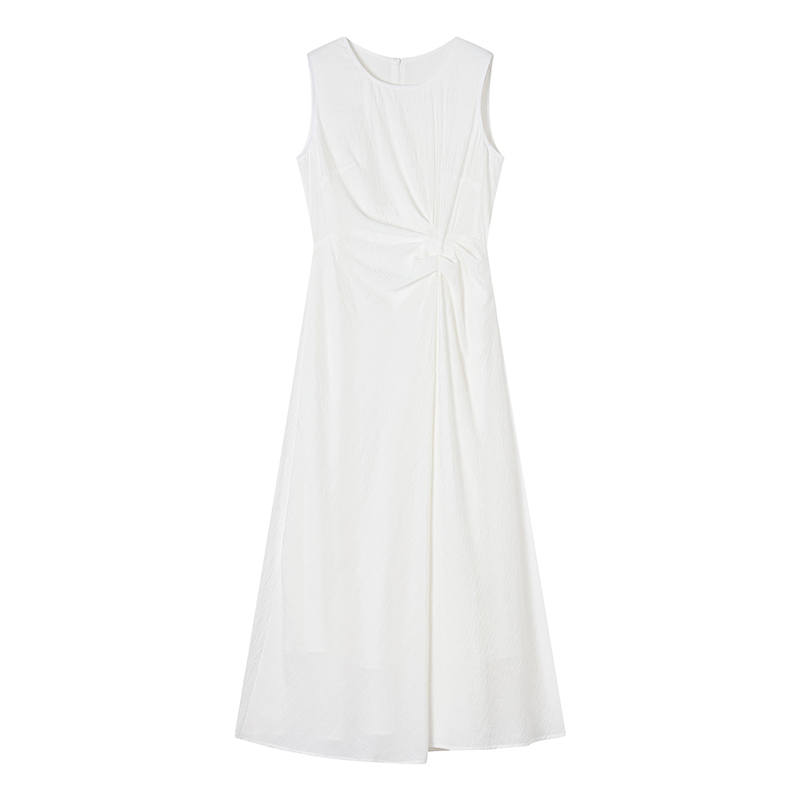 XIANGYING Sleeveless Dresses Women's Crew Neck Thin Long Skirt