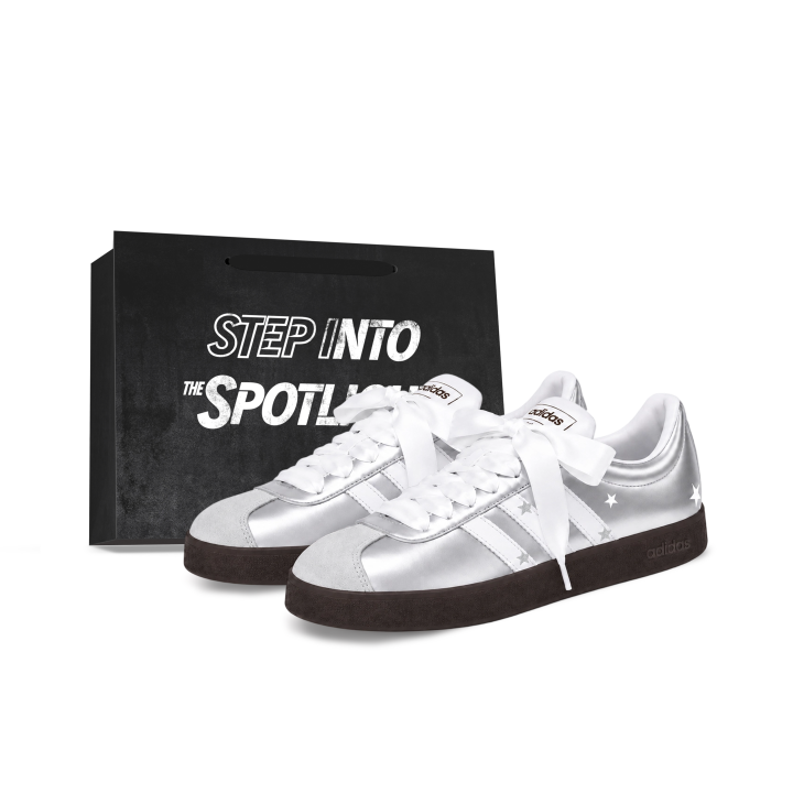 Adidas Adidas Vl Court Classic Skateboard Shoes Unisex Low Top Silver White & Brown Multicolor