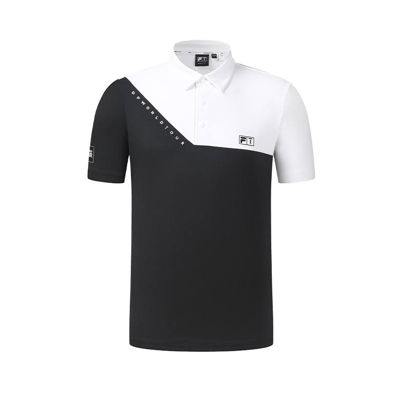 FILA Golf Polo Shirts Men's Pitch Black Polo Collar Moderate Straight Fit