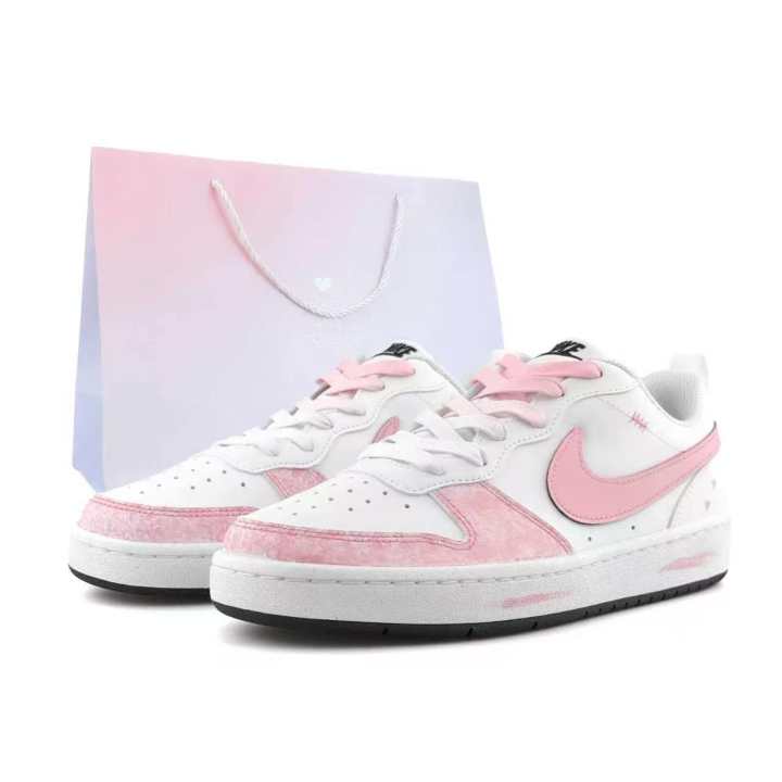 Nike Nike Court Borough Skateboard Shoes Unisex Low Top Pink White Colorway