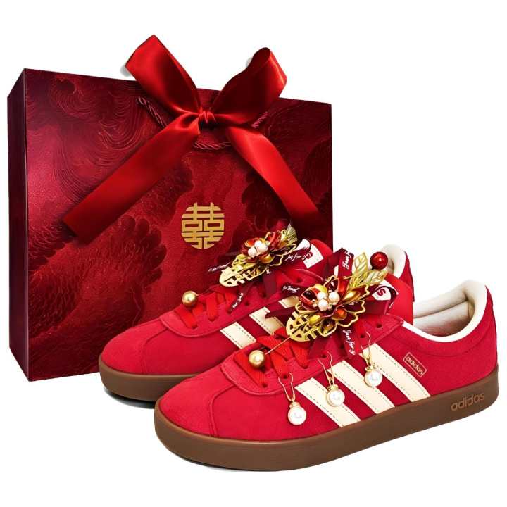 Adidas Adidas Vl Court Classic German Army Trainers Unisex Low Top Red Gold