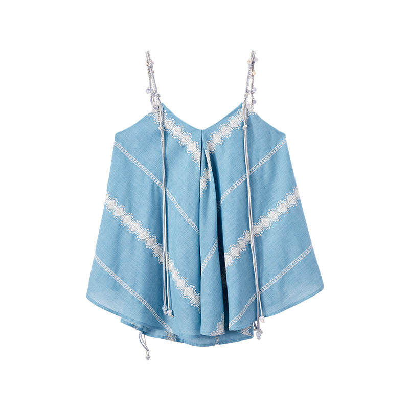 XIANGYING Tank Tops Women's Light Blue V Neck Other