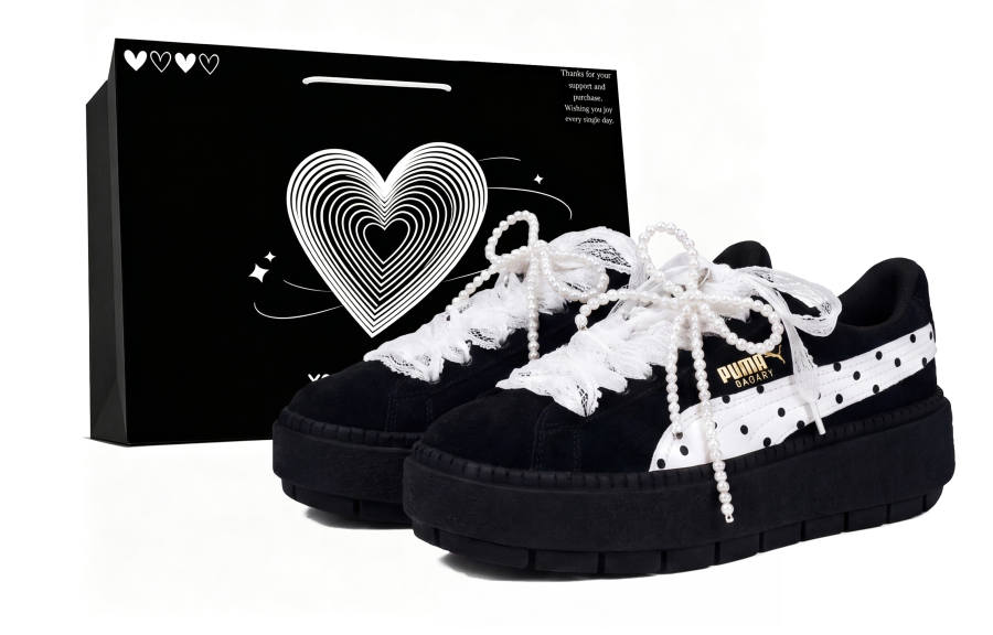 PUMA Platform Trace Skateboard Shoes Women's Low Top Black/White