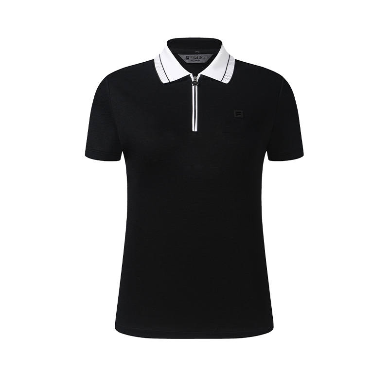 FILA Golf Polo Shirts Women's Pitch Black Lapel Moderate Straight Fit