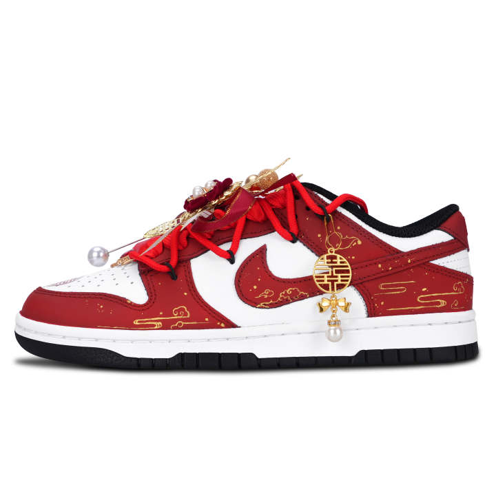 Nike Nike Dunk Skateboard Shoes Unisex Low Top Red Gold
