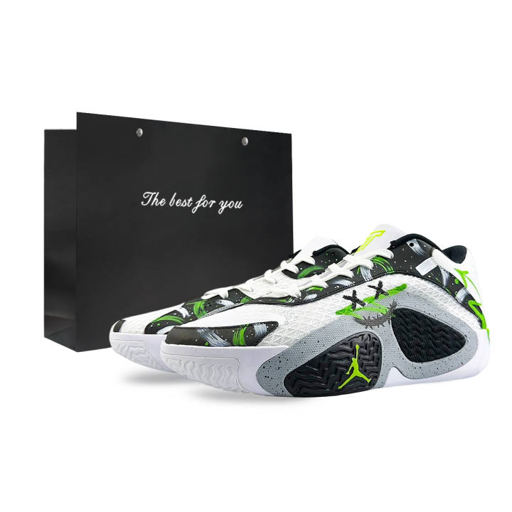 Jordan Jordan Tatum 2 Cushioning Slip Resistant Abrasion Resistant Breathable Low top Basketball Shoes Men's Black White