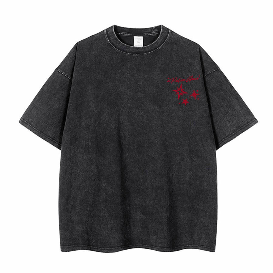 PAL ONGACO T Shirts Unisex Black Crew Neck Moderate Straight Fit