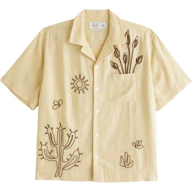 Abercrombie&Fitch Shirts Men's Yellow Cuban Collar Moderate