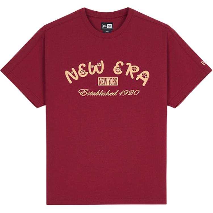 New Era T Shirts Men's Red Crew Neck Moderate Straight Fit