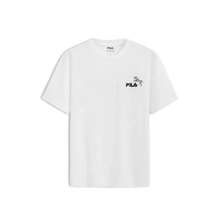 FILA T Shirts Unisex White Fossil Horse Crew Neck Moderate Other