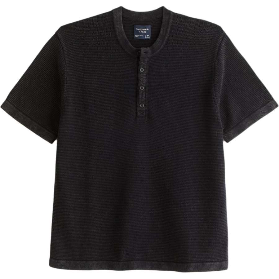 Abercrombie&Fitch T Shirts Men's Black Henry Collar