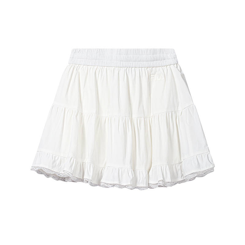 FILA ORIGINALE Casual Short Skirts Women's Cloud White Moderate Short Skirt Pleated Skirt