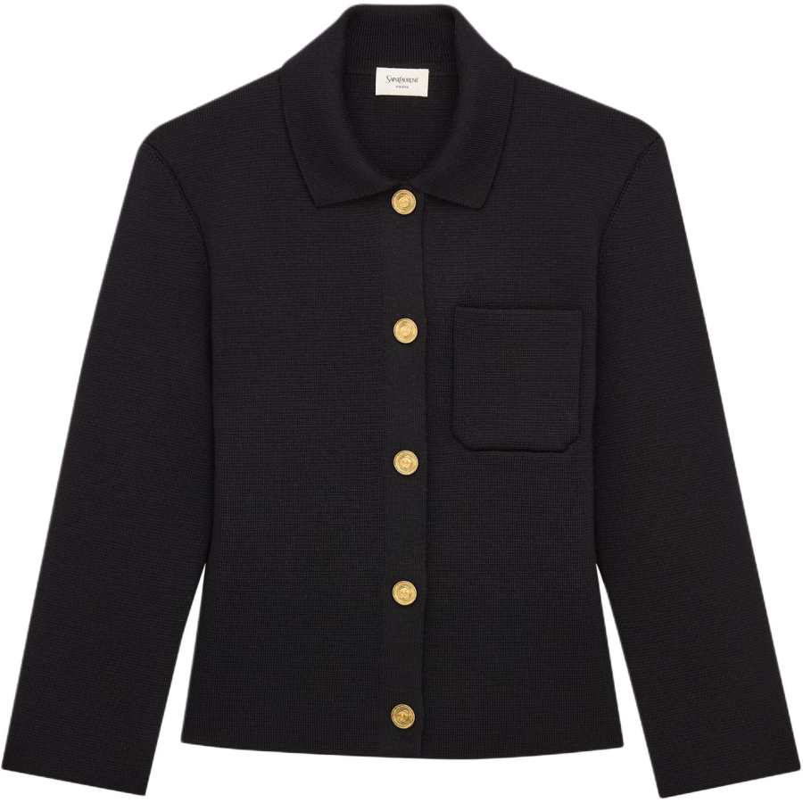 SAINT LAURENT Sweaters Women's Black Polo Collar Moderate Other