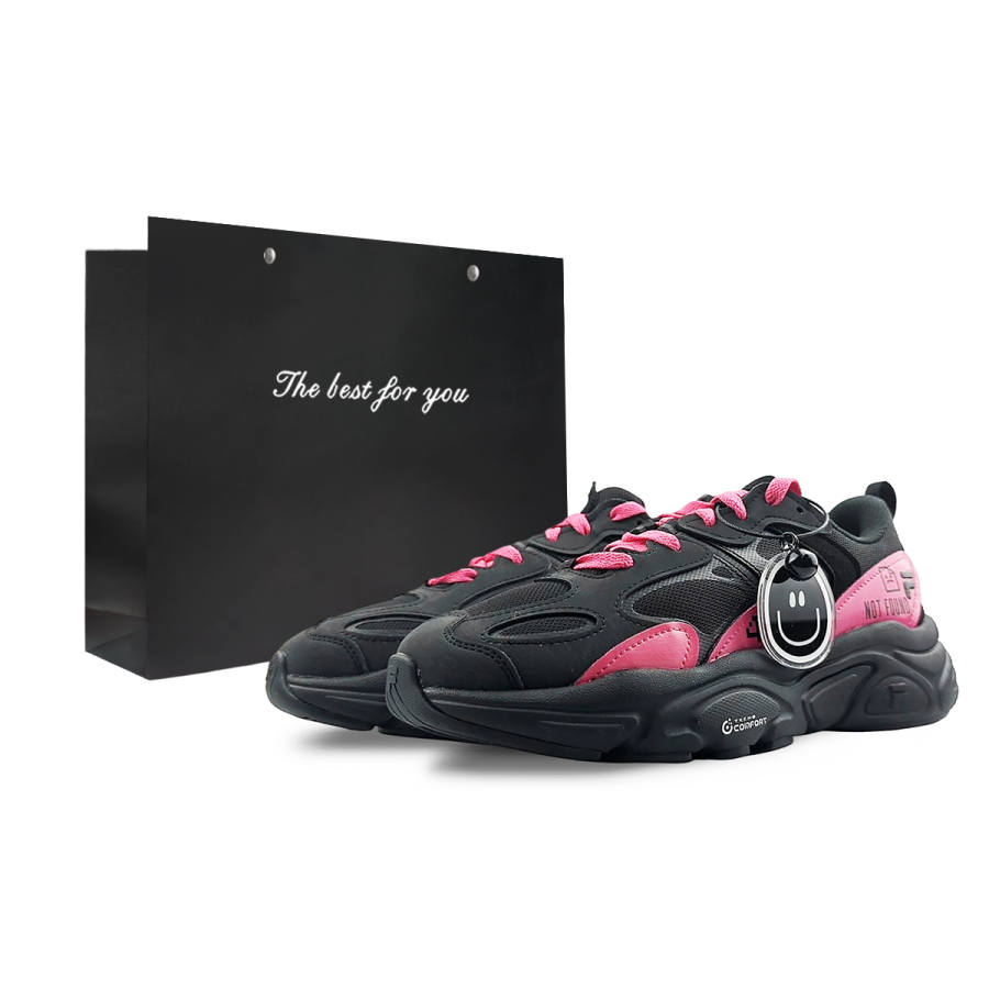 FILA Mars 2 Cushioning Slip Resistant Abrasion Resistant Low top Casual Shoes Women's Black Pink