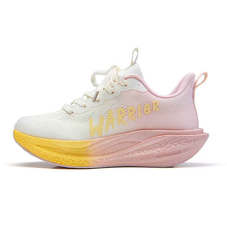 WARRIOR Running Shoes Women's Low Top Beige Pink Yellow