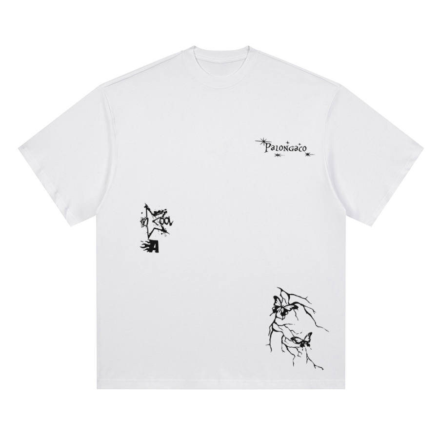 PAL ONGACO T Shirts Unisex White Crew Neck Moderate Straight Fit