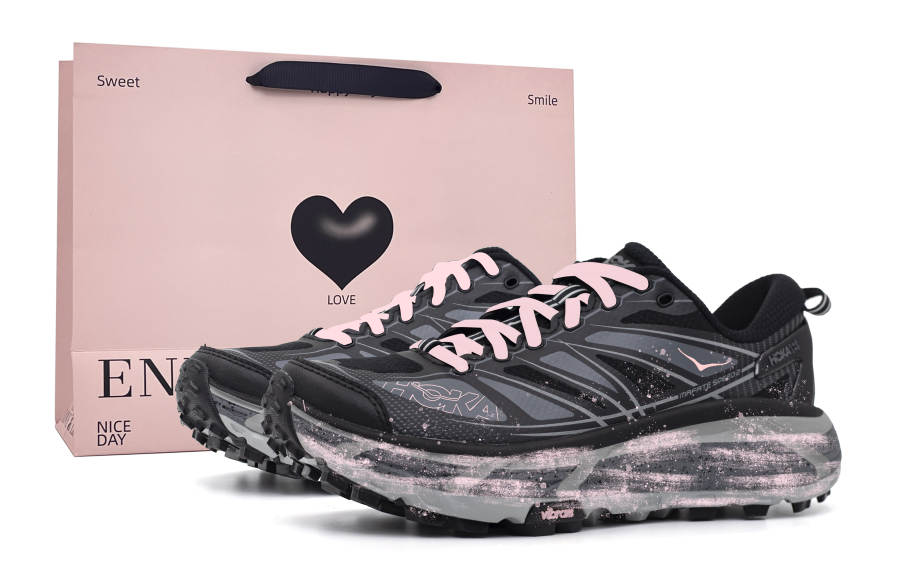 HOKA ONE ONE Mafate Speed 2 Running Shoes Unisex Low Top Black/Pink