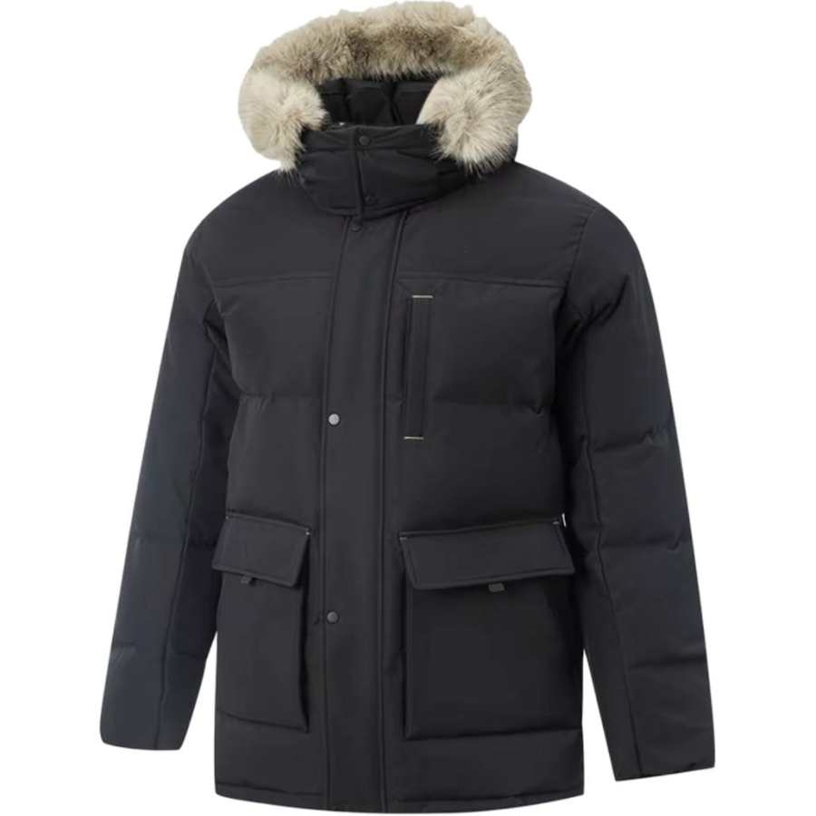 Li-Ning Li Ning Training Series Down Jackets Unisex Black Hooded Non Detachable Moderate Straight Fit