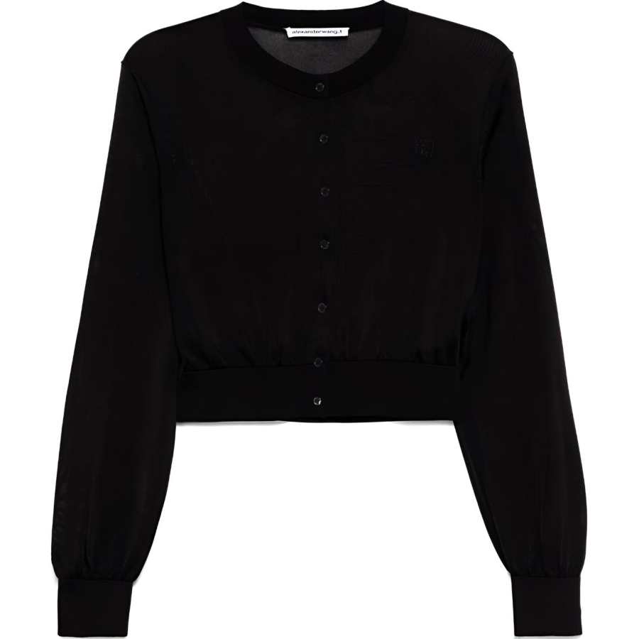 Alexander Wang T By Alexander Wang Logo Patch Cropped Knit Cardigan