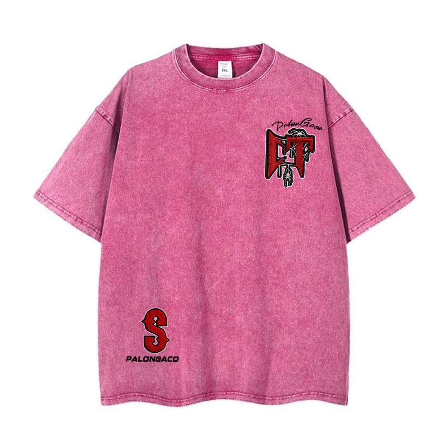PAL ONGACO T Shirts Unisex Rose Red Crew Neck Moderate Straight Fit