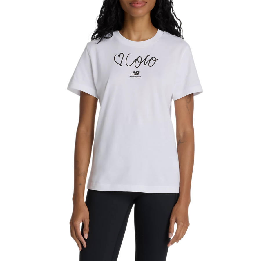 New Balance New Balance T Shirts Women's White Crew Neck Moderate Straight Fit