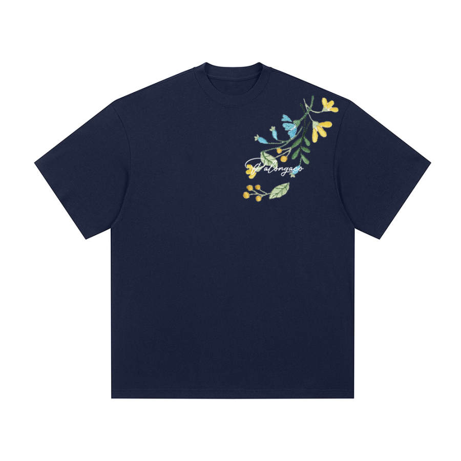 PAL ONGACO T Shirts Unisex Navy Blue Crew Neck Moderate Heavyweight