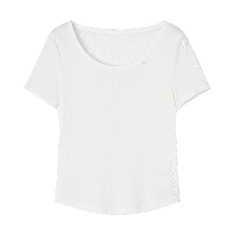 XIANGYING T Shirts Women's White Crew Neck Thin