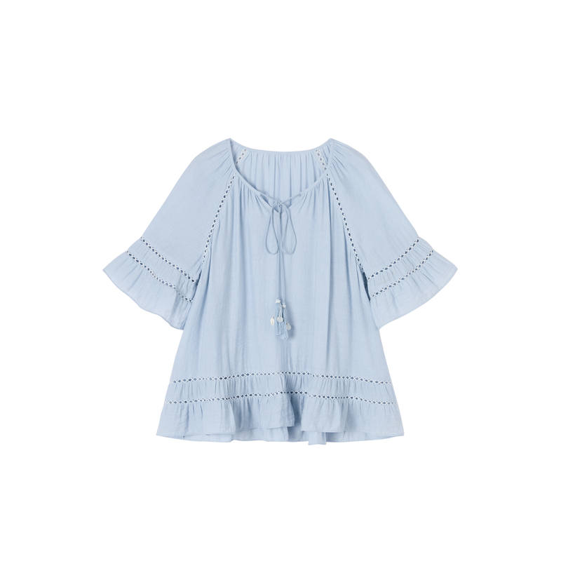 XIANGYING Shirts Women's Crew Neck Thin
