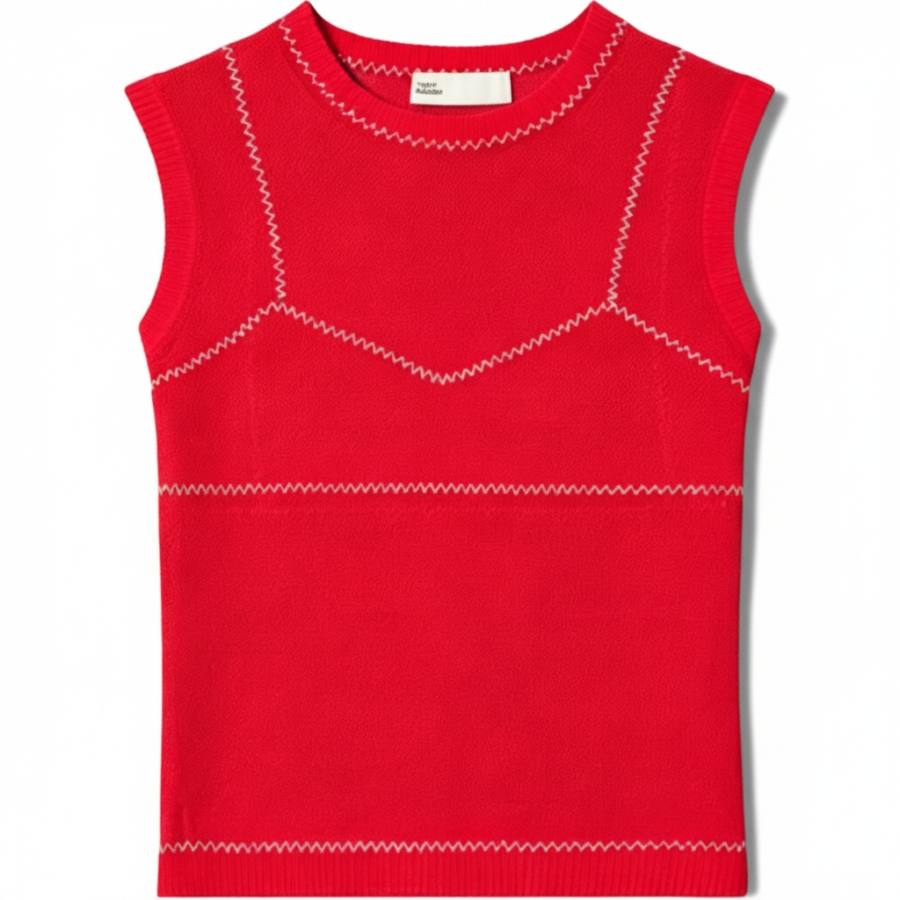 TORY BURCH Tank Tops Women's Bright Red Crew Neck Moderate Straight Fit