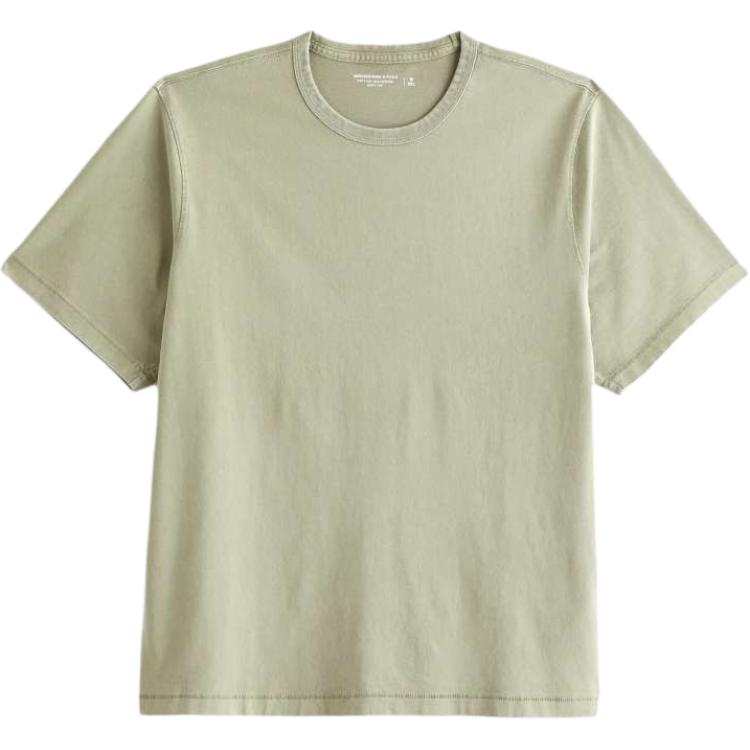 Abercrombie&Fitch T Shirts Men's Olive Green Washed Crew Neck